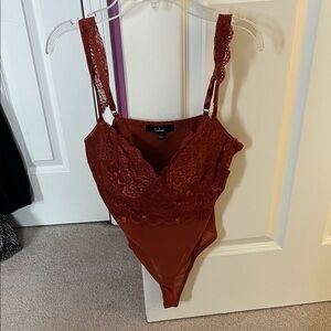 Lulu's Rust Lace Bodysuit